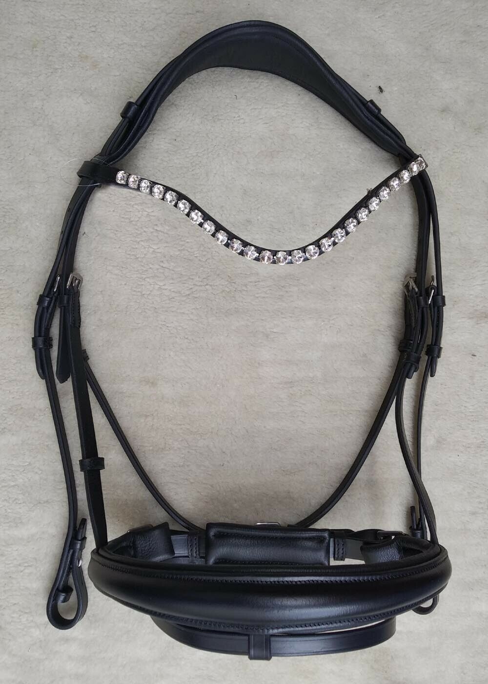 Anatomic Leather Horse Bridle - 12mm Crystal Wave Browband